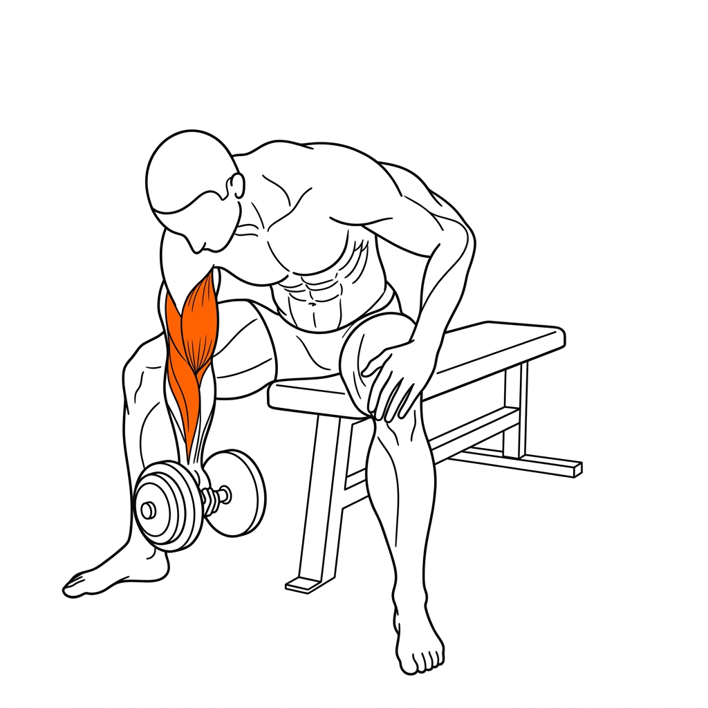 Concentration Curl illustration showing isolated biceps activation