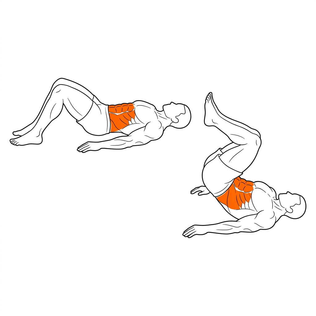 Reverse Crunch illustration showing lower ab activation