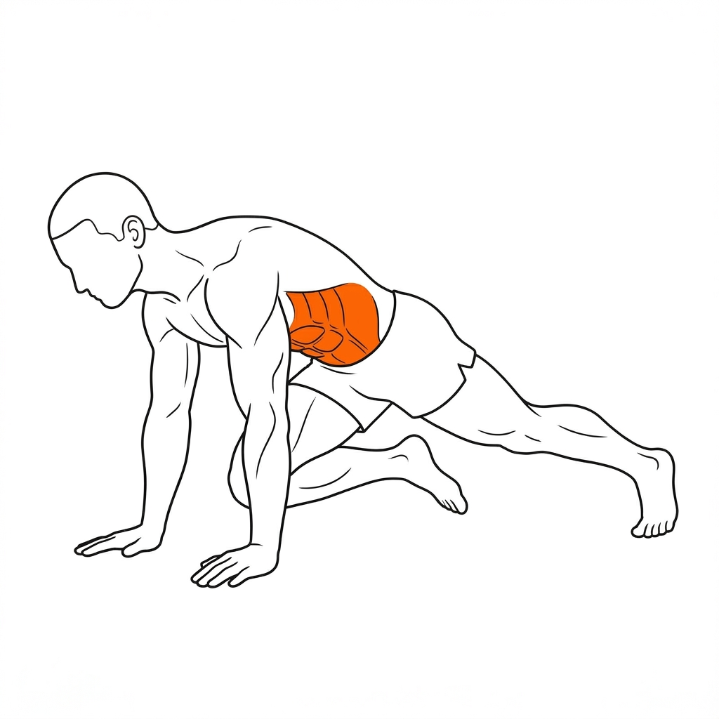 Mountain Climbers illustration showing rectus abdominis activation