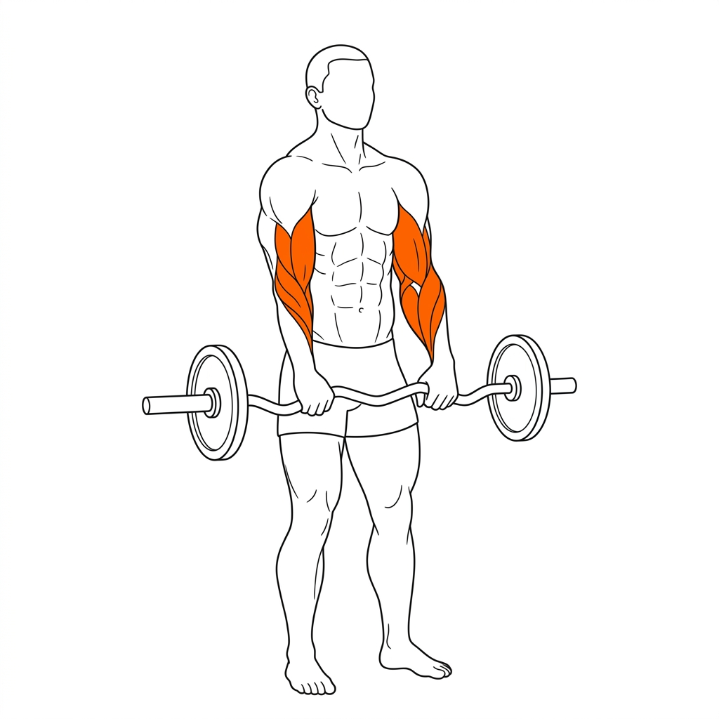 Reverse Curl illustration showing brachioradialis activation