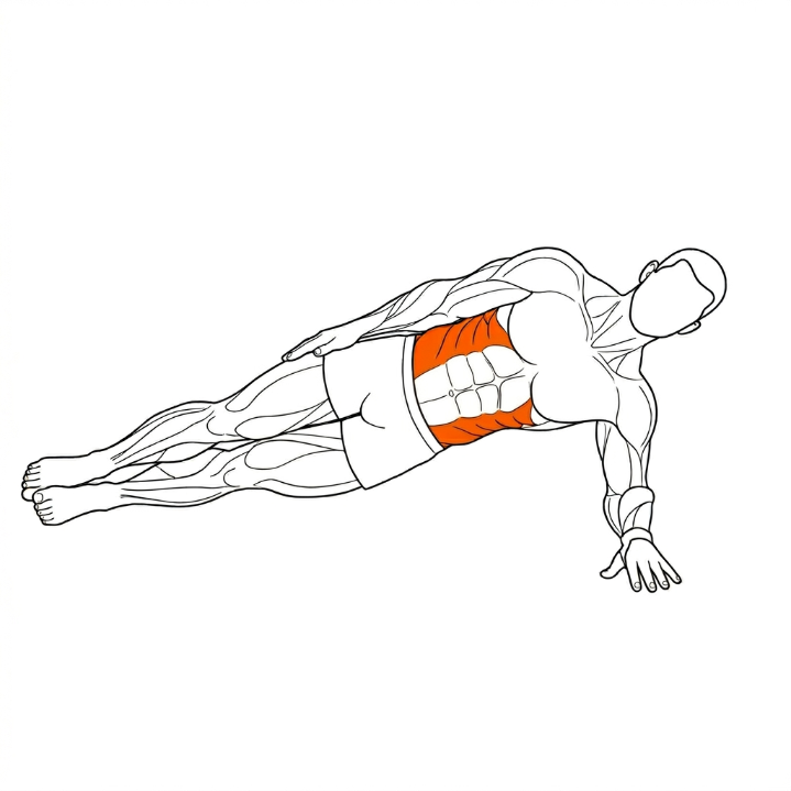 Side Plank illustration showing oblique activation