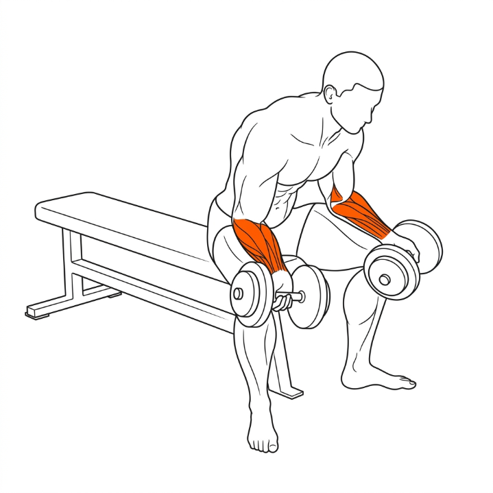 Wrist Curl illustration showing forearm flexor activation